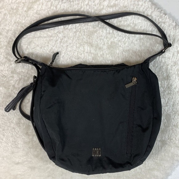 COBO INTERNATIONAL handbag satchel Logo Canvas silver Hardware black leather - Picture 10 of 16